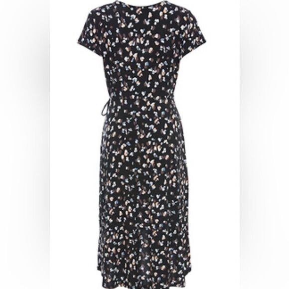GILLI FAUX WRAP SHORT‎ SLEEVE DRESS BLACK MULTI XS NWT - Picture 2 of 4